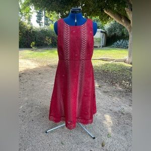 Anthropologie Red Lace Dress